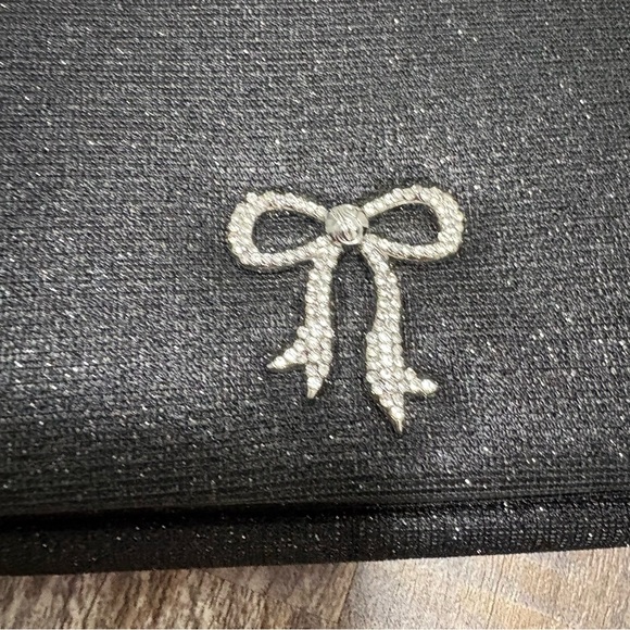 Victoria's Secret black sparkle rhinestone viral bow phone wristlet clutch EUC - Picture 2 of 5